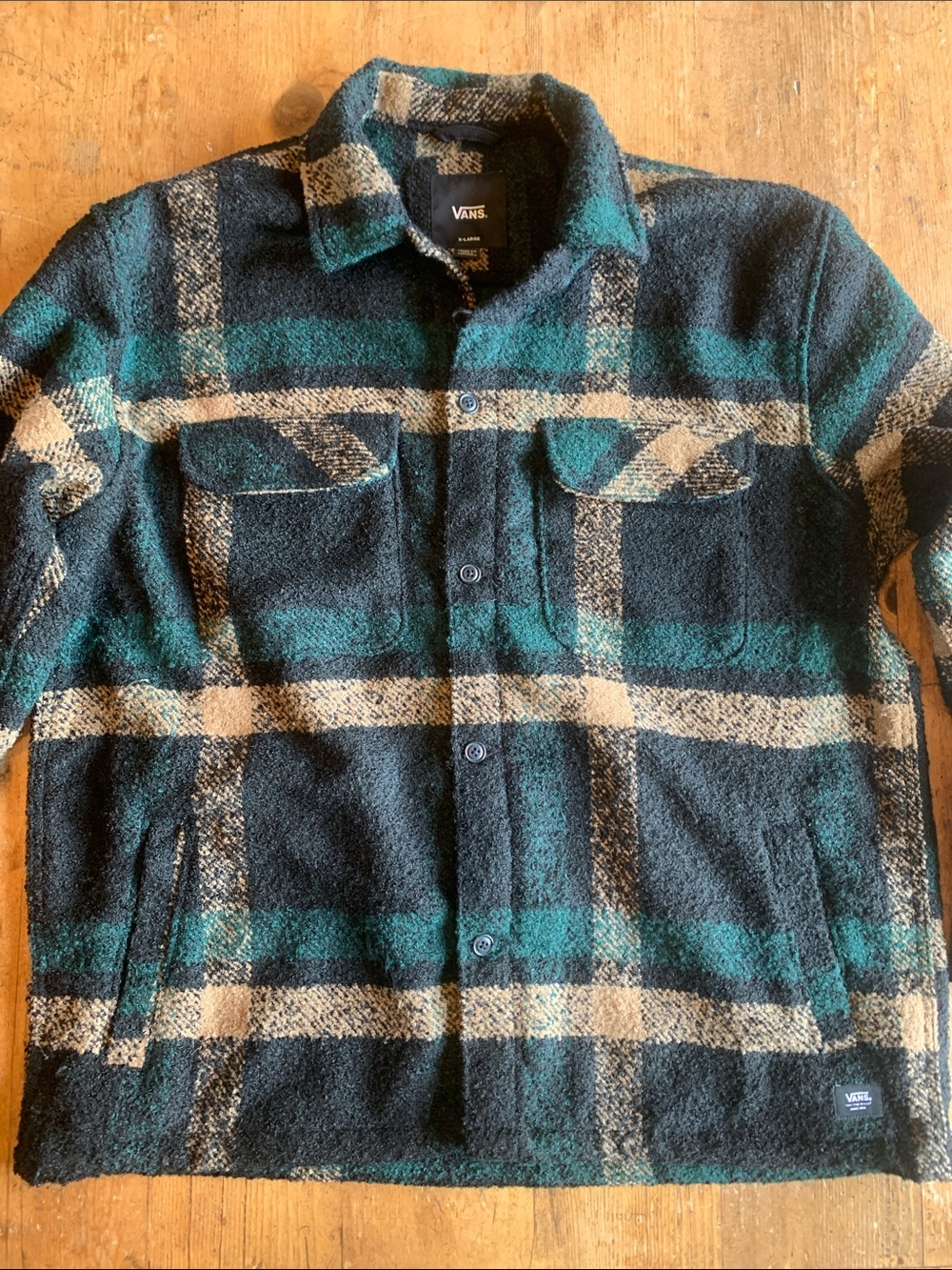 Vans Men’s Green, Black & Cream Plaid Shirt Jacket